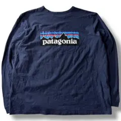パタゴニア ロンT XL ネイビー バックロゴ 定番 人気 古着
