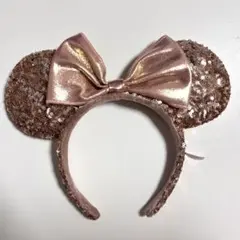 ディズニー カチューシャ ミニー スパンコール リボン ピンクゴールド