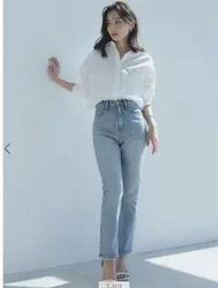 anuans Slim straight denim LIGHT BLUE 2