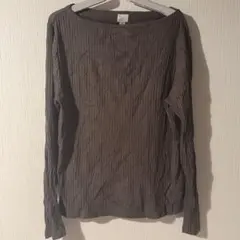a new day ボートネック リブカットソー モカブラウン XL
