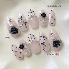 ネイルチップ オーダー マグネットネイル バレエコア フレンチガーリー