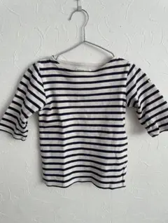 BEAMSminiストライプ ボートネック Tシャツ 7分袖