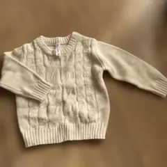 アイボリー ケーブル編み ニットセーター