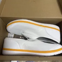 ホワイト/オレンジ スリッポンシューズ