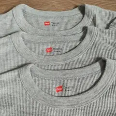 ヘインズ　サーマル　長袖Ｔシャツ　カットソー　グレーL 3枚セットのサムネイル