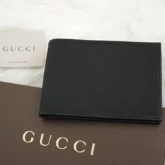 新品同様/未使用級　GUCCI グッチ　折り財布　レザー×キャンバス　GG柄　黒