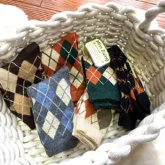 寒波到来！【 羊毛 5足セット】レディースソックス 伝統的な菱形デザイン匿名配送