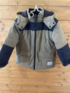 BEAMS:mini フード付きダウンコート ベージュ/ネイビー