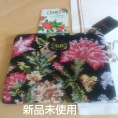 新品未使用 FEILER タオル地 カーネーション花柄 ポーチ &ショップ袋