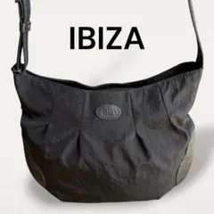 IBIZA イビサ 花柄レザー ショルダーバッグ 黒 収納多数