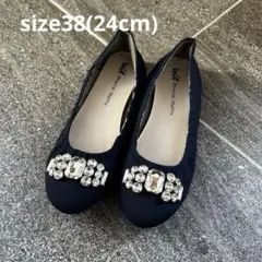 Oriental Traffic フラットシューズ ビジュー付き　ネイビー