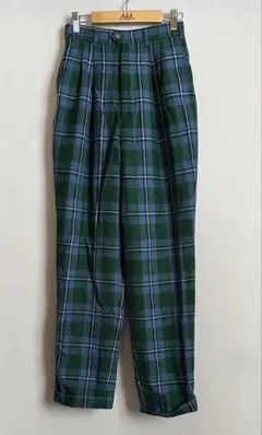 【IVY LEAGUERS CLUB】　緑と青のチェック柄スラックス