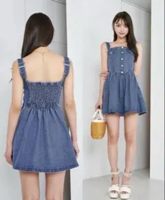 darich_デニムベアフレアミニワンピース
