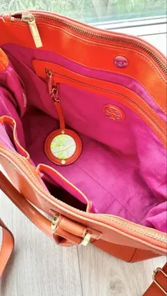 ★コンパクトミラー付★オレンジ×ピンク★トリーバーチ　ハンドバッグ ショルダー