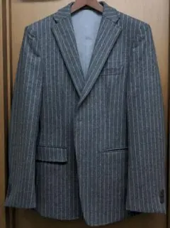 COMME CA MENグレー ストライプ テーラードジャケット M 新品未使用