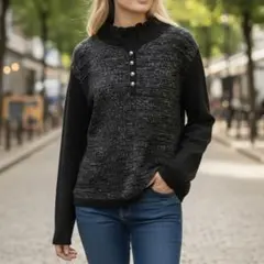 美品 プラージュ Plage ニット（M）ブラック 長袖 ボタン付き おしゃれのサムネイル