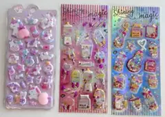 ◇3枚セット　ぷにぷに　おしりシール　シャカシャカシール　ユニコーン　ボンボン