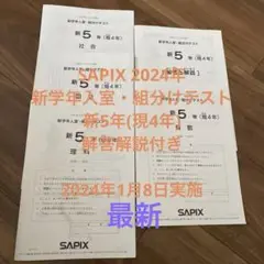 最新原本未使用！2025年7月度入室組分けテスト 5年サピックス　解答用紙付 最新原本未使用！2025年7月度入室組分けテスト 5年サピックス
