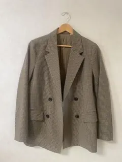 guチェック柄 テーラードジャケット ベージュ系