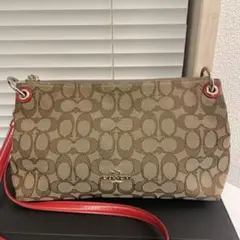 COACH ショルダーバッグ ベージュ/レッド