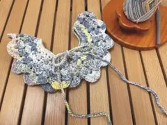 マーブルカラー付け襟♡ハンドメイド フリル付きスカラップデザイン