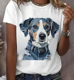 No.２　犬プリント　半袖Tシャツ　ホワイト