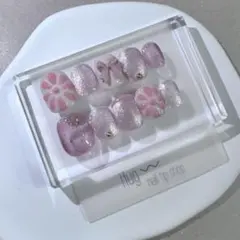 お花　ぷっくり　リボン　ネイルチップ　現品販売