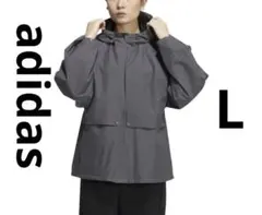 【満ちるわんわん 様】adidasウインドジャケット　フード付ブルゾン　グレーL
