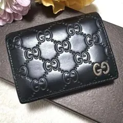 早い者勝ち‼️【GUCCI】 　GGシマ 折り財布 黒　ブラック　二つ折りのサムネイル