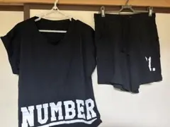 NUMBER 01 ロゴプリント パンツセットアップ ブラック