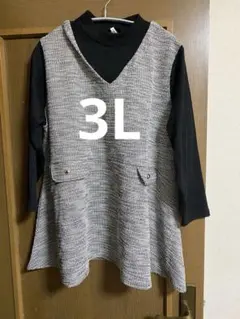 切り替えチュニック　重ね着風　ベスト　大きいサイズ　3L