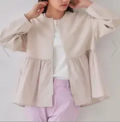 新品⭐︎オペークドットクリップ　ペプラムドッキングZIPカーディガン