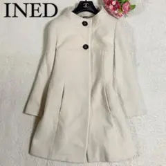 【美品】イネド コート 腰紐付き ホワイト Mサイズ相当