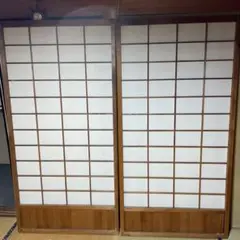 アンティーク　昭和レトロ　建具　障子　木製　葉と鳥の彫刻付き アンティーク 昭和レトロ 建具 障子 木製 葉と鳥の彫刻付き