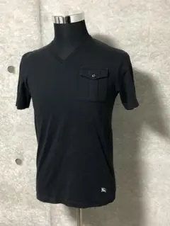 バーバリーブラックレーベル 半袖VネックTシャツ 黒 ホースマーク カットソーのサムネイル