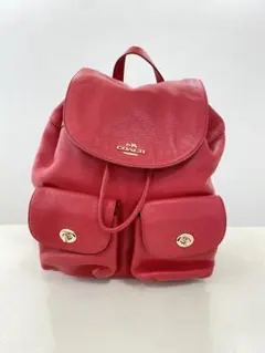 希少【 コーチ 】✦ 本革 レザー リュック バックパック 赤 ターンロック 金