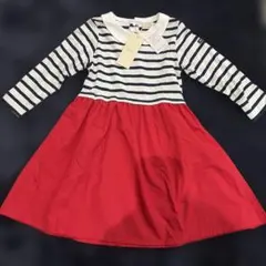 【新品タグ付き】petit main 110cm ボーダーワンピース