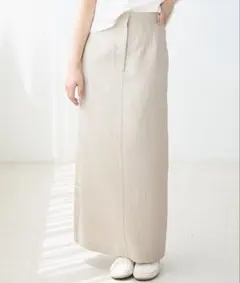 新品　cocaストライプ柄 タイトスカート ライトベージュ Sサイズのサムネイル