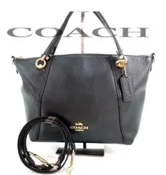 【極美品】コーチ　2way ショルダーバッグ　トートバッグ　レザー　馬車金具　黒
