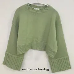 美品⭐︎アースミュージック&エコロジー ショート丈ニット 長袖 フリー グリーン系