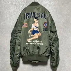 希少 Lサイズ AVIREX ピンナップガール MA-1 フライトジャケット AVIREX（アヴィレックス） 古着 民間品 AVIREX MA-1タイプ ピンナップ
