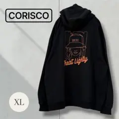 CORISCO コリスコ バックプリント パーカー 黒 XL ゆるだぼ