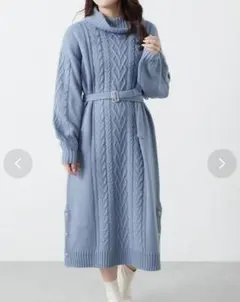 OLIVE des OLIVE ハイネック ニットワンピ ブルー