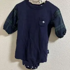 ネイビー チェック柄ロンパース　polo baby