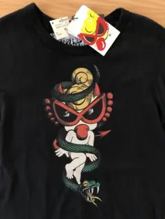 ヒスミニ ロンT へび柄 黒トップス 130