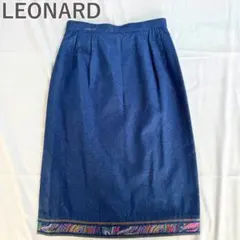 LEONARD レオナール シルク デニム調 スカート ペイズリー柄 M〜L相当のサムネイル