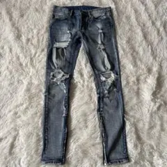 mnml ミニマル　28　ダメージ デニム　スキニー　ジップ