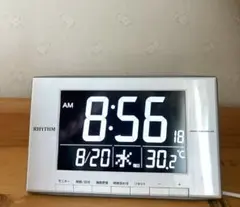 RHYTHM 電波時計 温度計 カレンダー LED ライト式 白 8RZ209