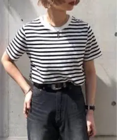 PAGEBOY ページボーイ トルココットンクルーネック Tシャツ ボーダー Mのサムネイル
