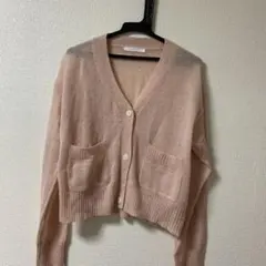 シアーニットカーディガン　薄いピンク　新品　モヘア